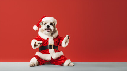 Dog in a Santa Claus costume for Christmas