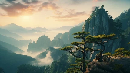 Papier Peint photo autocollant Monts Huang Beautiful scenery in Mount Huangshan, China