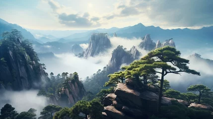 Fototapete Huang Shan Beautiful scenery in Mount Huangshan, China