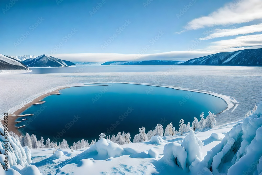 Wall mural landscape with lake and mountains - Wall murals
