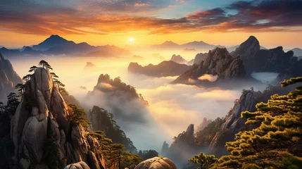 Zelfklevend Fotobehang Huangshan Beautiful scenery in Mount Huangshan, China