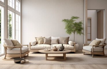 Obraz premium Luxurious living room area composition in rustic style
