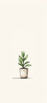 A small flower pot in minimalism design wallpaper