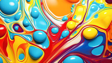 abstract colorful background with oil drops in water, close-up