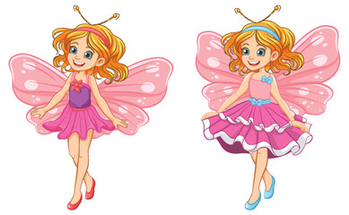 Fantasy Fairy Cartoon Character in Princess Party Outfit