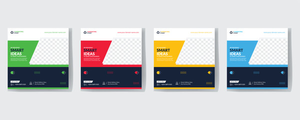 Modern Creative Corporate Business marketing agency promotion social media post template. Editable square banner design with place for the photo