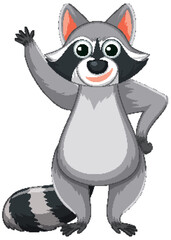 Friendly Raccoon Cartoon Character Waving Hand Greeting