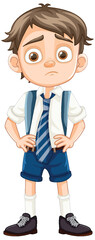 Bored Boy Student in School Uniform