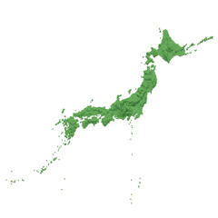 ハニカム構造状の日本地図　立体的