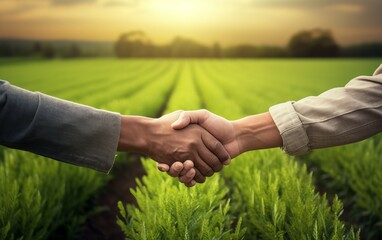 Farmers Agreement Amidst Greenery