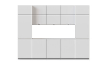 modern kitchen isolated on transparent background, home furniture, 3D illustration, cg render