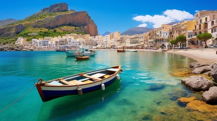 Foto auf Acrylglas Antireflex Sicilian port of Castellammare del Golfo, amazing coastal village of Sicily island, province of Trapani, Italy © Muhammad