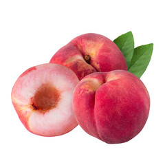 Peach and Peach slice isolater on a transparent background