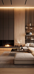 A dark colour luxury modern living room with sofa