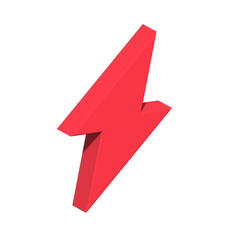 Bolt icon red color 3d symbol