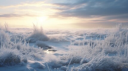 Obraz na płótnie Canvas Winter landscape.Winter scene. Frozen plants.