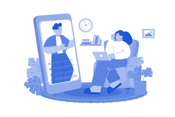 Smiling Young Woman Using A Laptop And Making A Video Call At Home