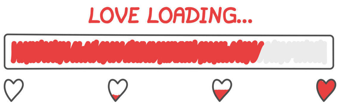 Hand drawn progress bar with hearts