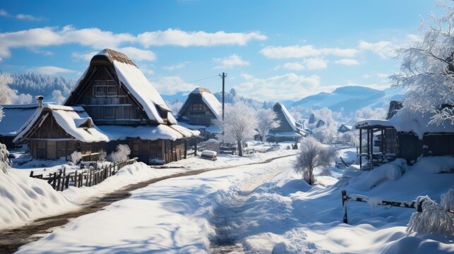 Small Traditional Village Winter Shirakawa Ono, Gradient Color Background, Background Images , Hd Wallpapers