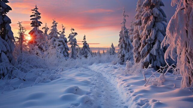 Winter Landscape Road Leading Mt Halla, Gradient Color Background, Background Images , Hd Wallpapers