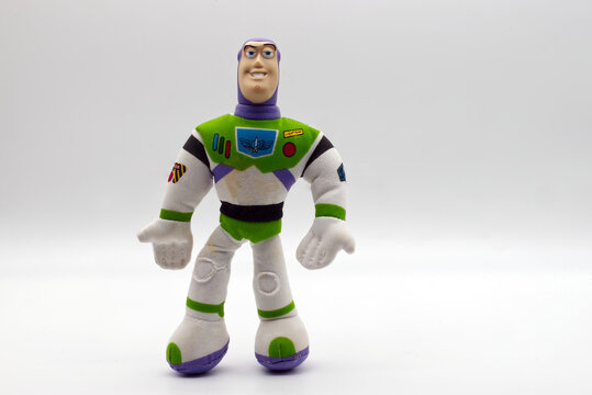 Bologna - Italy - October 9, 2023: Buzz Lightyear hand puppet from Toy Story Movie.