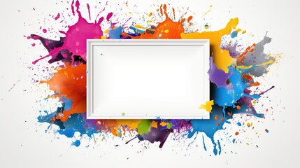 Fototapeta na wymiar Create a pure white page with a colorful splash frame designed borderless The frame should surround the outside of the page, leaving space for writing in the center