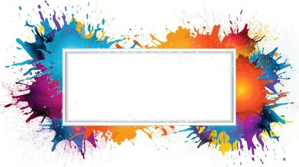 Fototapeta na wymiar Create a pure white page with a colorful splash frame designed borderless The frame should surround the outside of the page, leaving space for writing in the center