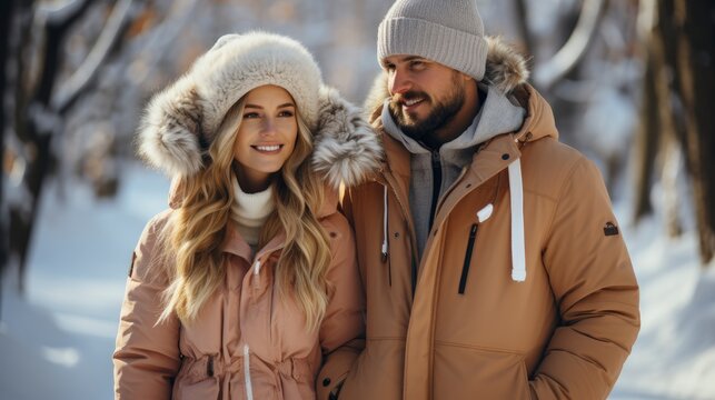 Young Couple Winter Adventures Snow Isolated, Gradient Color Background, Background Images , Hd Wallpapers