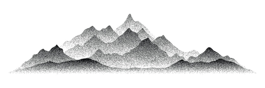 Imitation of a mountain landscape, noisy stippled grainy texture, banner