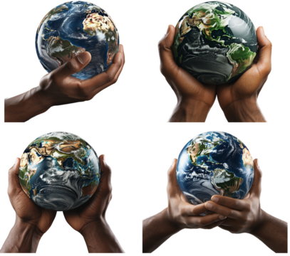 hand or hands hold the planet earth in the air