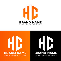 H C Double Letters Polygon Logo, Two letters H C logo design, Minimalist creative vector logo design template