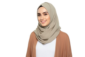Naklejka premium Islamic Charm Isolated Muslim Girl in Hijab with Transparent Background