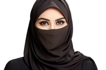 Islamic Charm Isolated Muslim Girl in Hijab with Transparent Background