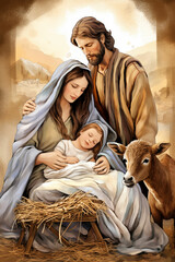 create a nativity jesus holding a baby in his arms © msroster