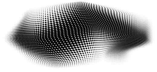 Abstract halfton texture in black and white. A chaotic dance of dots. Monochrome background