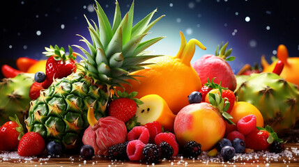Obraz na płótnie Canvas all kinds of fruits on the table
