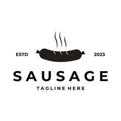 sausage vintage logo design icon Illustration isolated on white background - obrazy, fototapety, plakaty