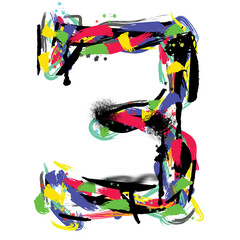 Bright colored letters numberthree Suitable for graphic work