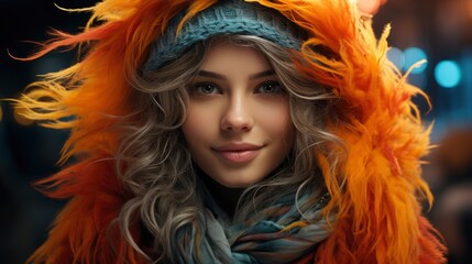 Beautiful Woman Winter Portrait Smiling Girl, Ultra Bright Colors, Background Images , Hd Wallpapers