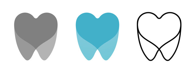 dental logo dentist icon dentistry symbol, simple minimal tooth heart logotype isolated on transparent background for denture care hygiene clinic business