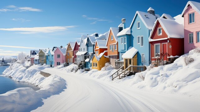 Colorful Houses Nuuk Greenland Winter, Ultra Bright Colors, Background Images , Hd Wallpapers