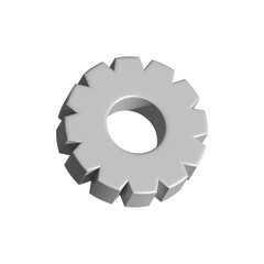 Gear setting icon 3d gray color, machine symbol