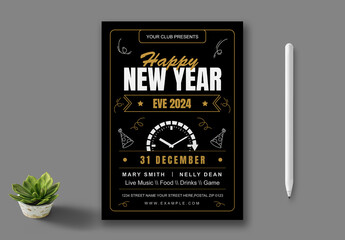 Happy New Year 2024 Flyer Layout