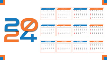  stylish 2024 new year calendar design template a full page design vector