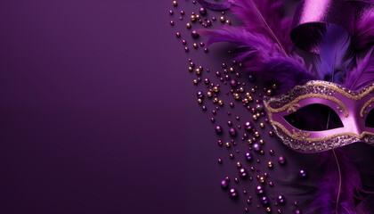 venetian carnival mardi gras mask on purple background