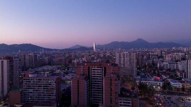 Santiago de Chile financial district time-lapse providencia at winter morning