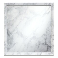 White marble texture with square frame,  Isolated on white background