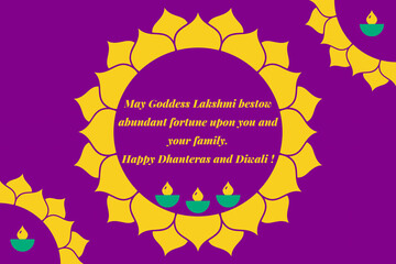 Happy Dhanteras and Diwali wishes greeting card, abstract background, graphic design illustration wallpaper, festival template 
