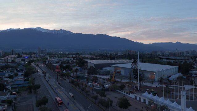 Cordillera de los andes mountains in winter morning Santiago de chile