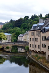 Fototapeta na wymiar Panorama in the Neighborhood Pfaffenthal in the Capital of Luxemburg